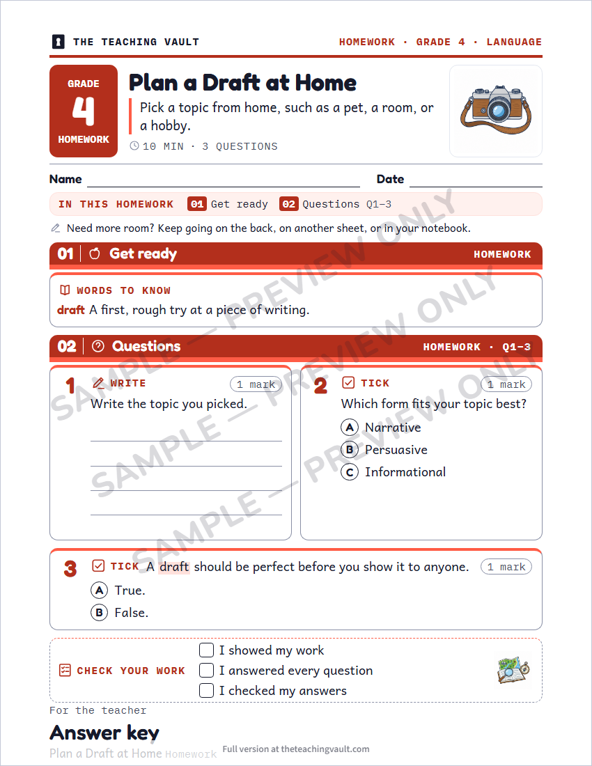Sample homework page
