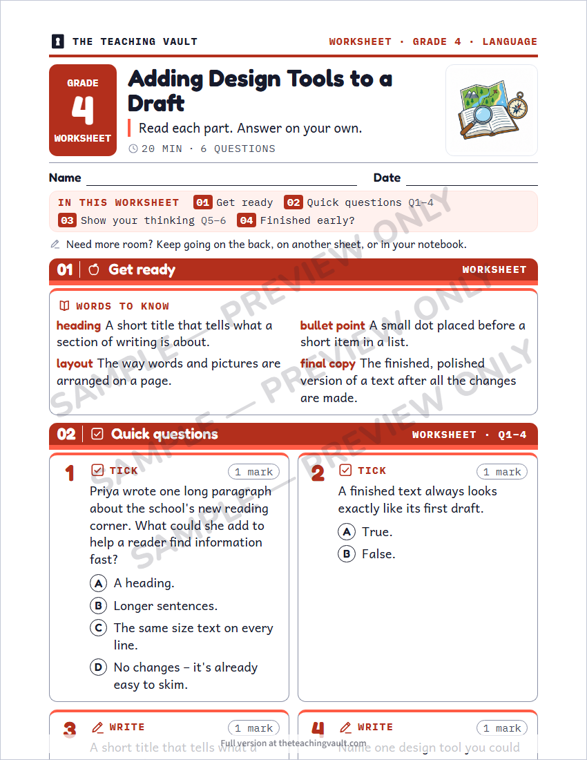 Sample worksheet page