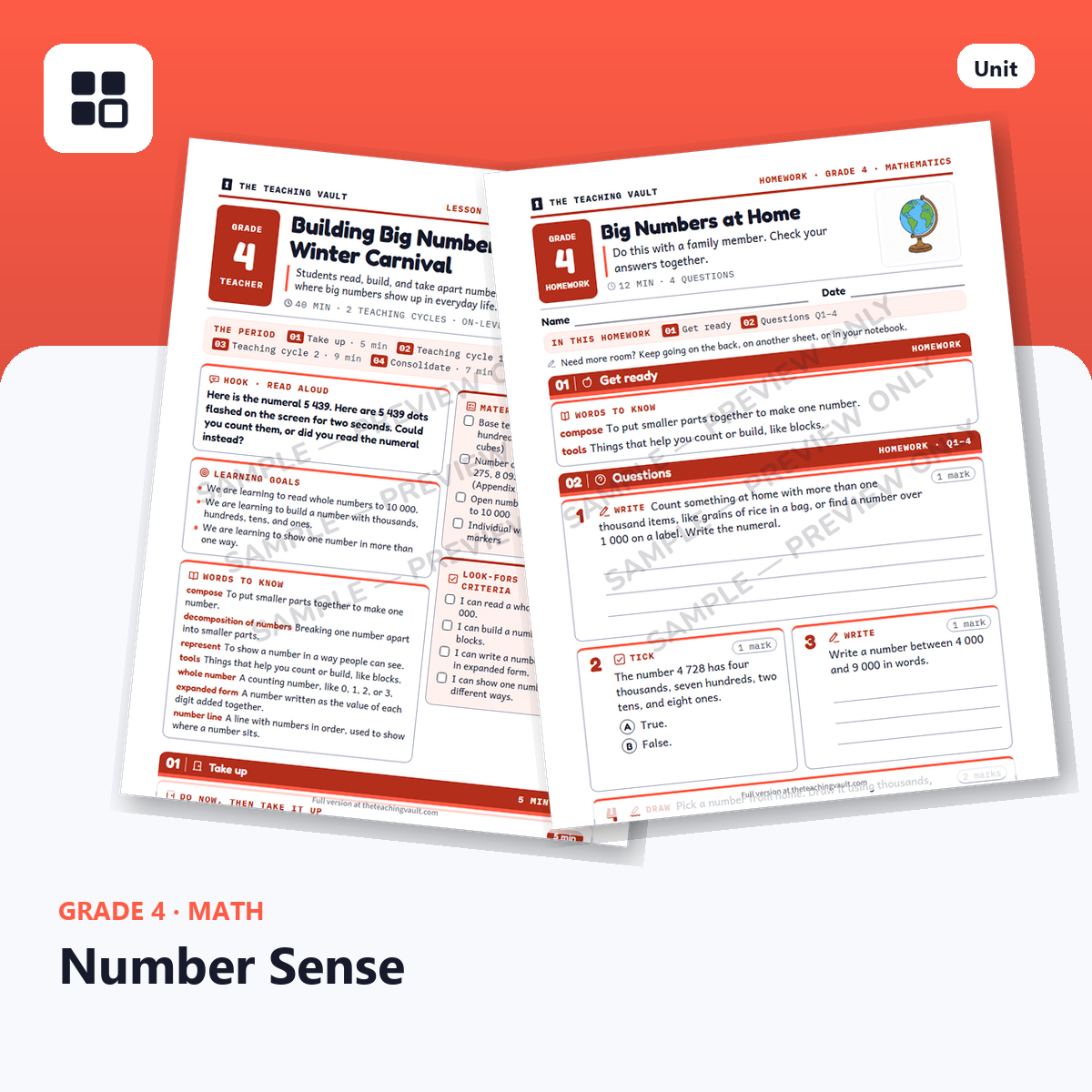 Grade 4 Number Sense cover