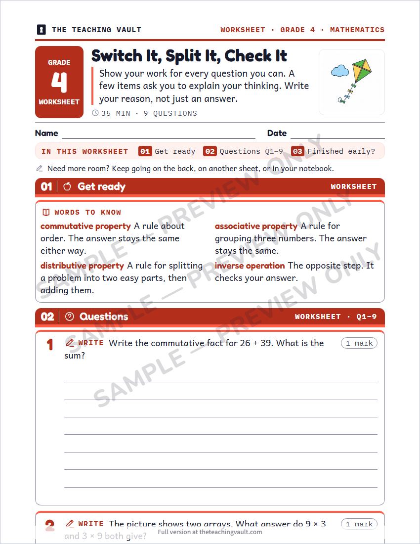 Sample worksheet page