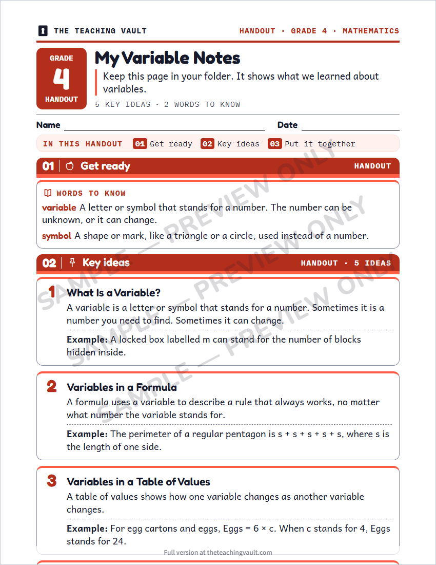Sample handout page