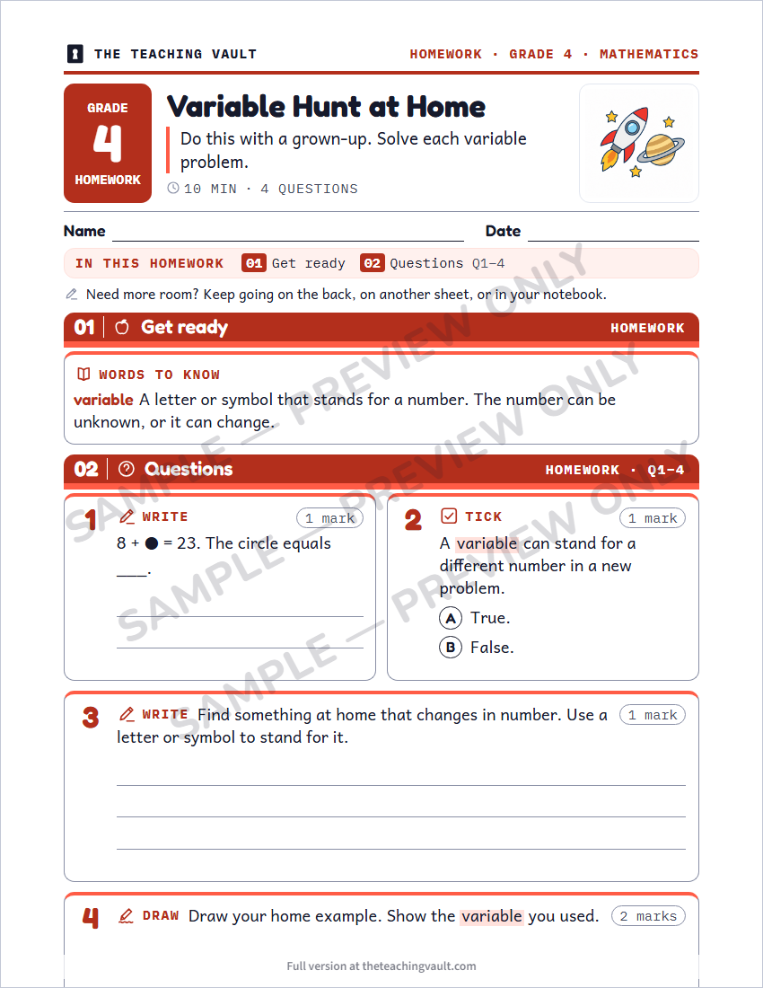 Sample homework page