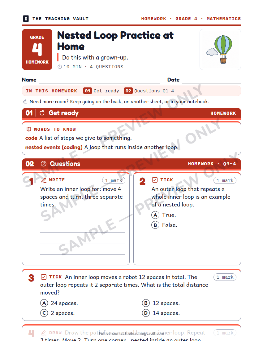 Sample homework page