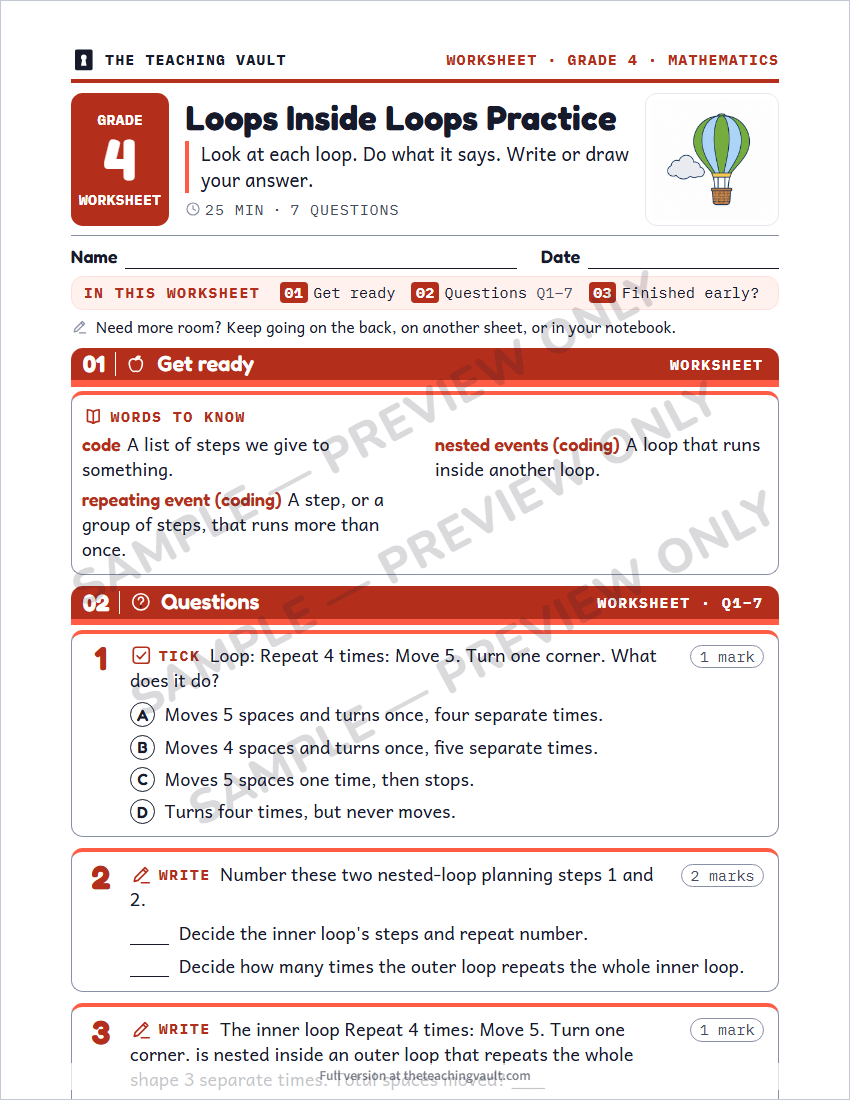 Sample worksheet page
