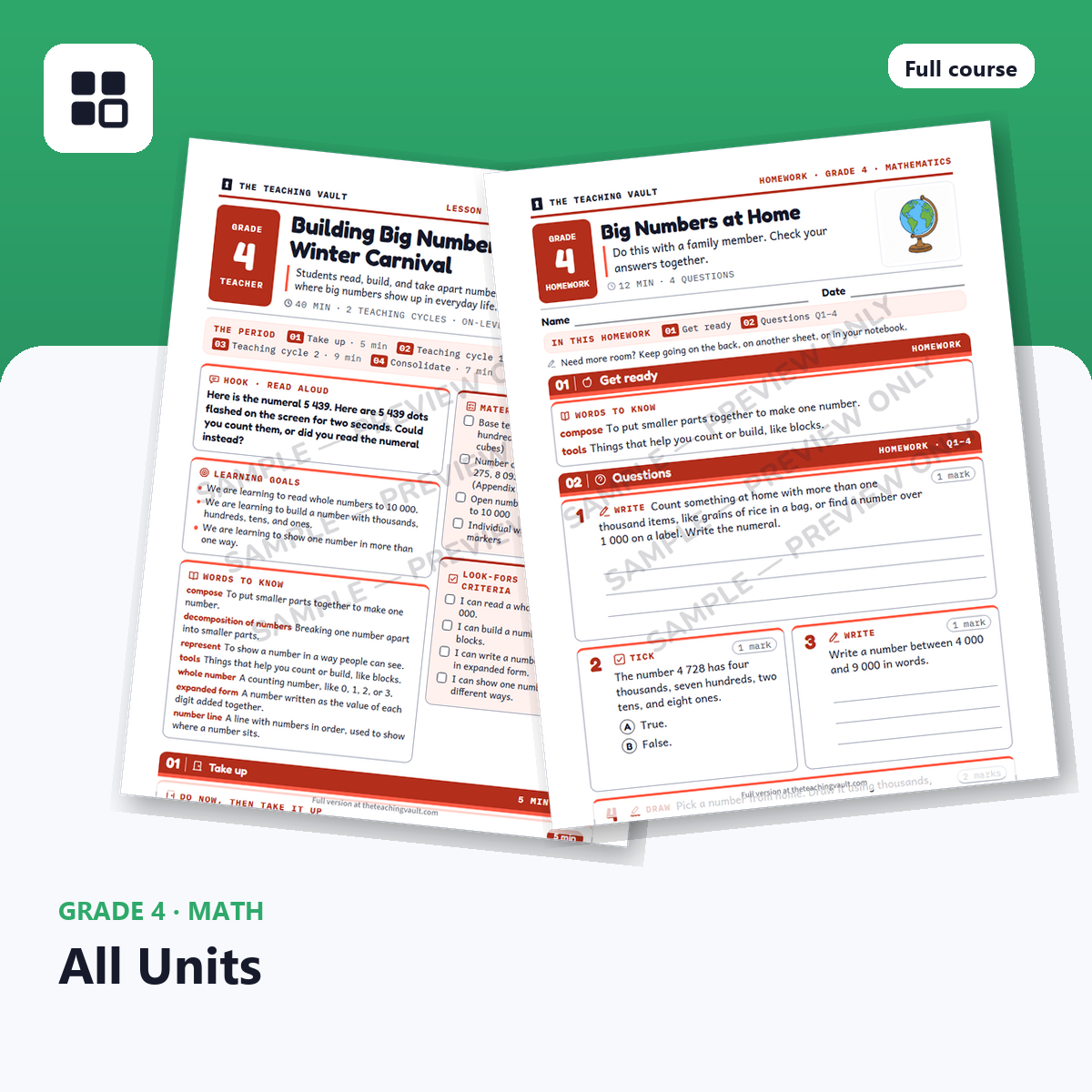 Grade 4 Mathematics All Units cover