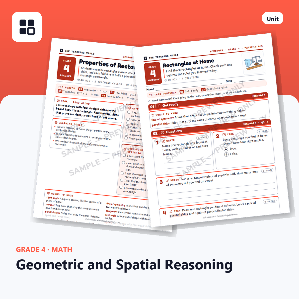 Grade 4 Geometric and Spatial Reasoning cover