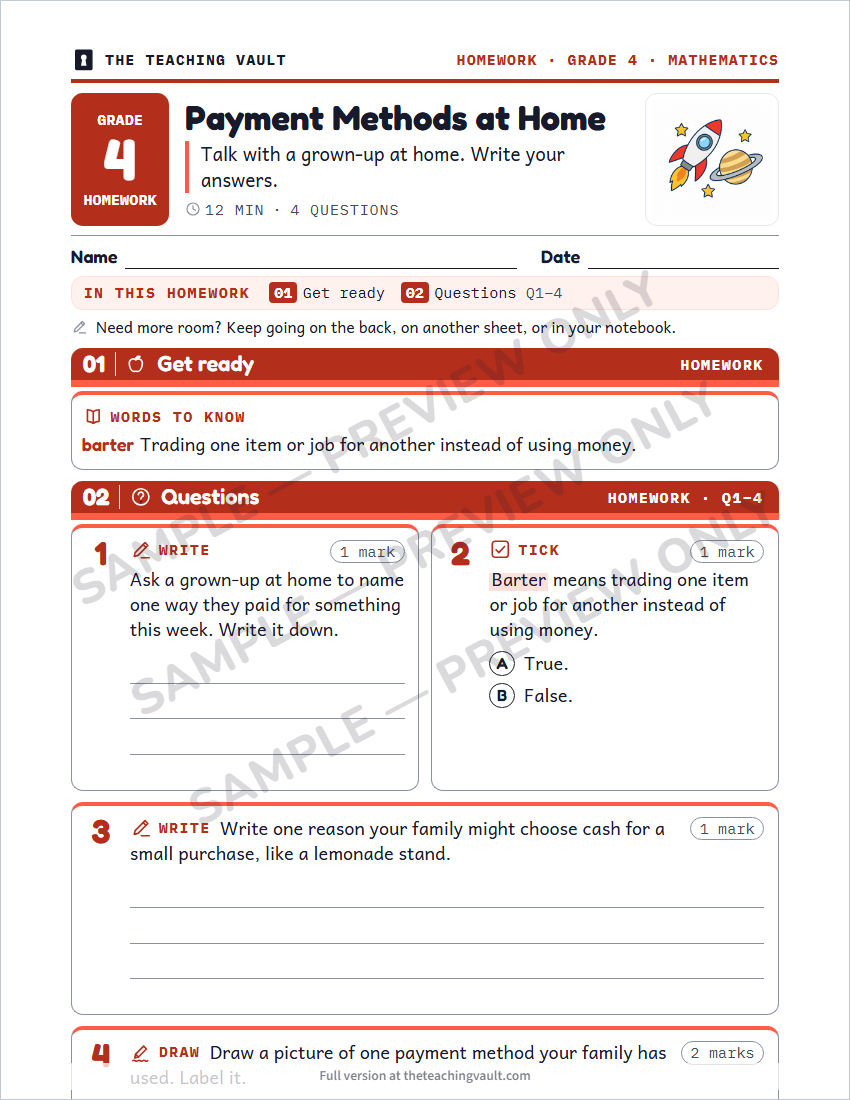 Sample homework page