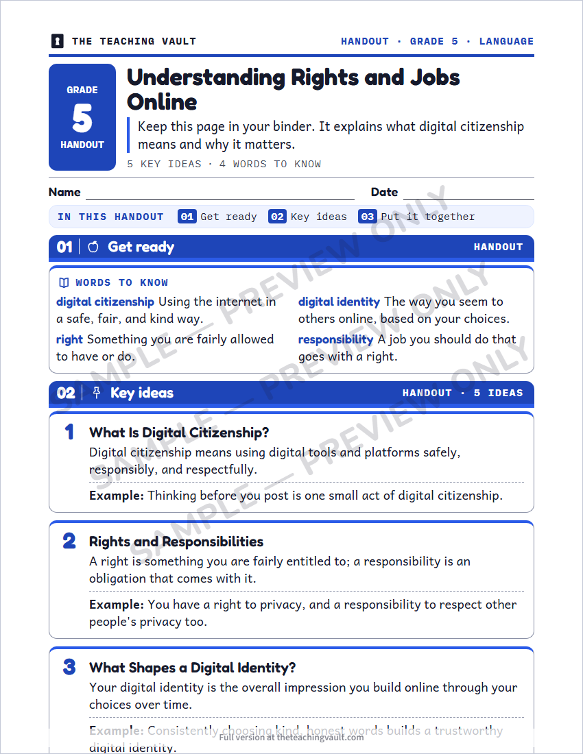 Sample handout page
