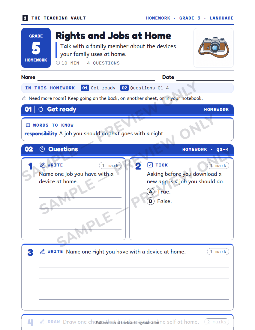 Sample homework page