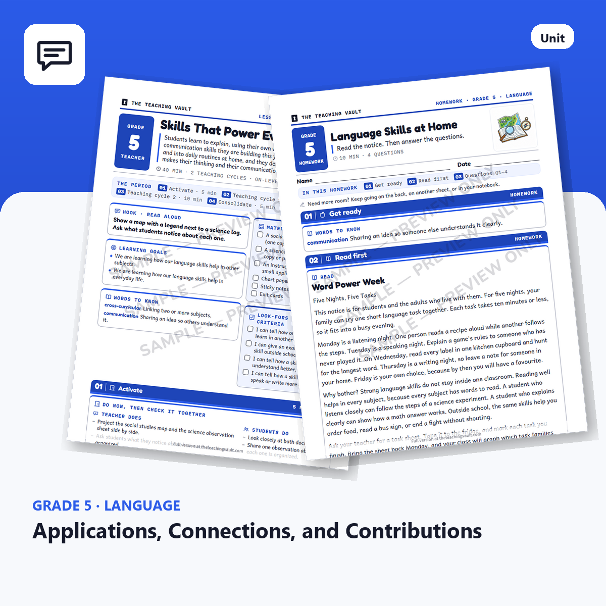 Grade 5 Applications Connections and Contributions cover