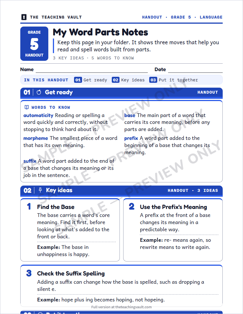 Sample handout page