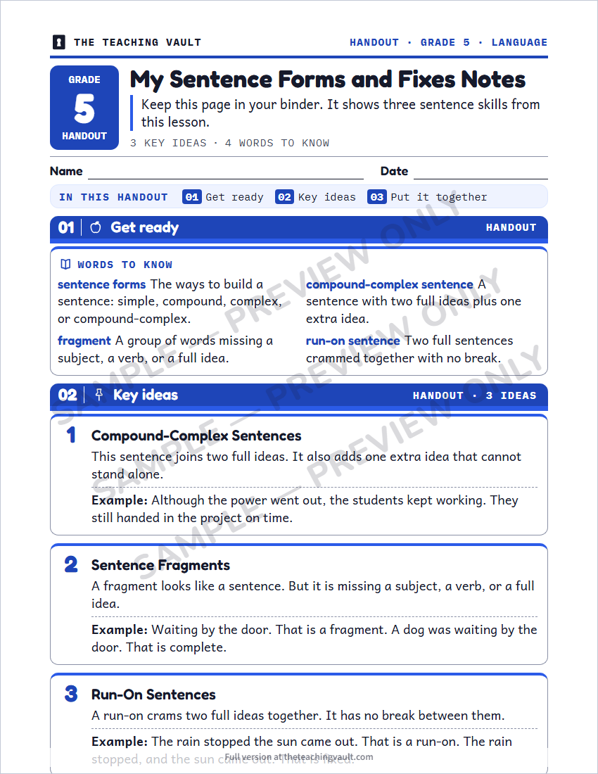 Sample handout page