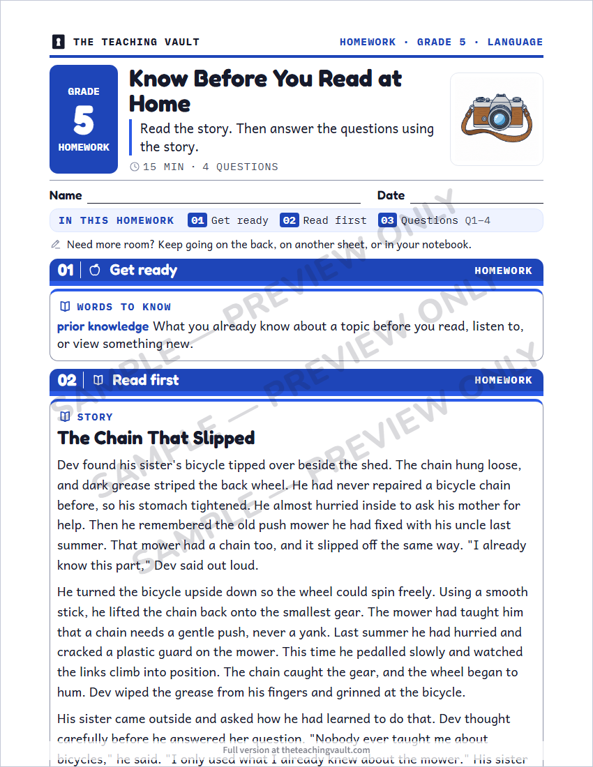 Sample homework page