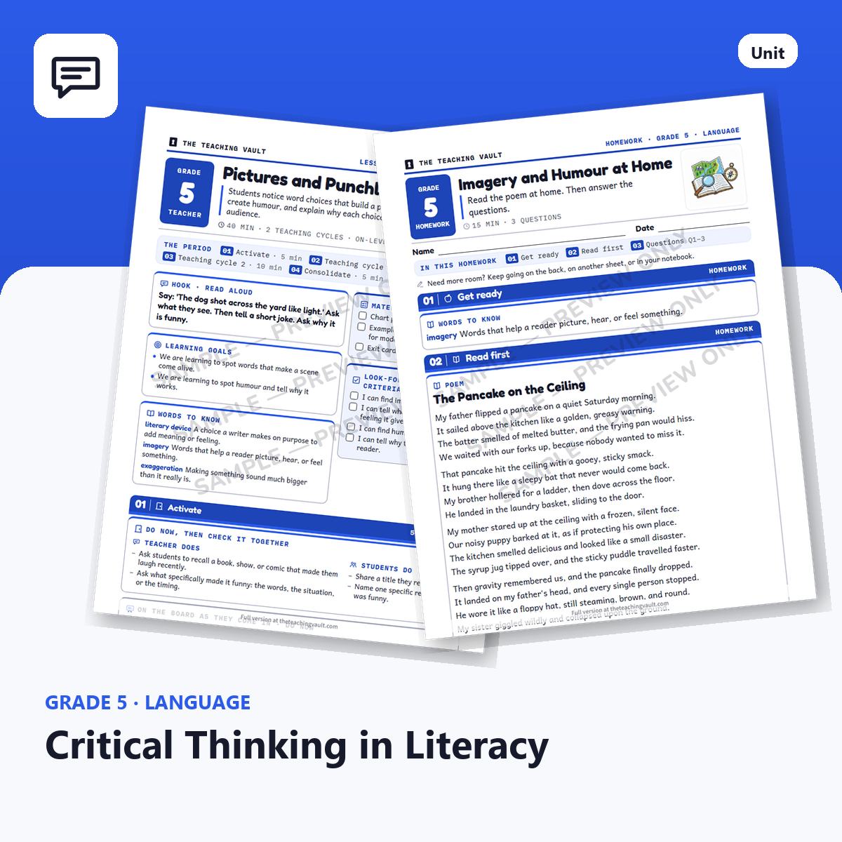 Grade 5 Critical Thinking In Literacy cover