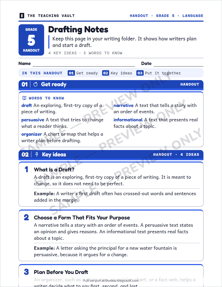 Sample handout page