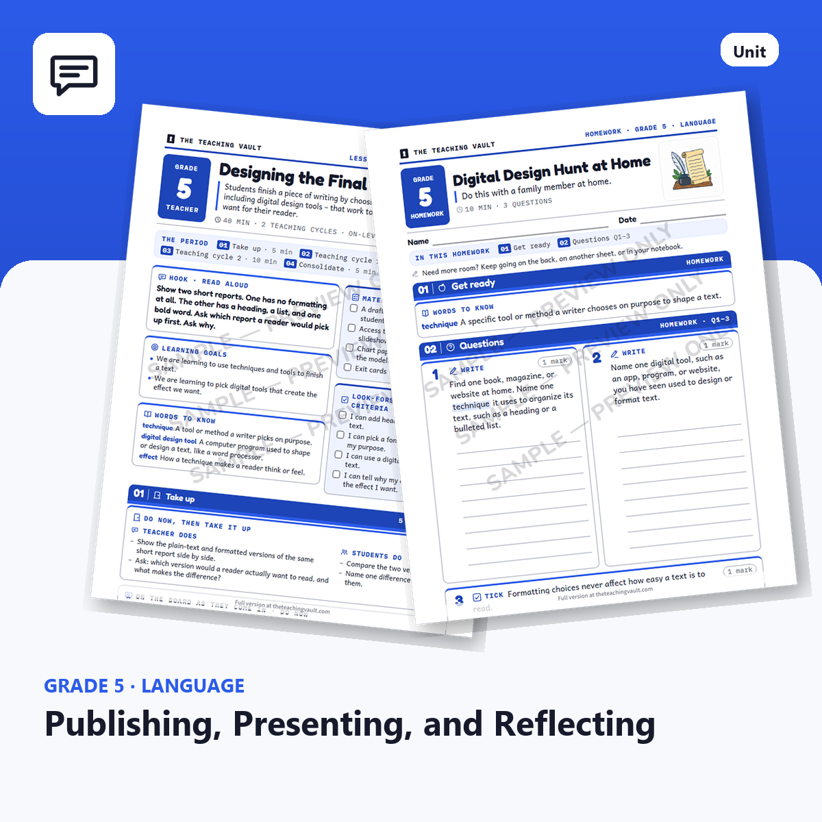 Grade 5 Publishing, Presenting, and Reflecting — Full Unit (Unit 12 of 12) cover