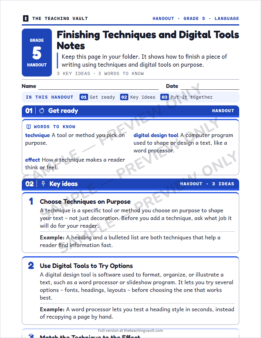 Sample handout page