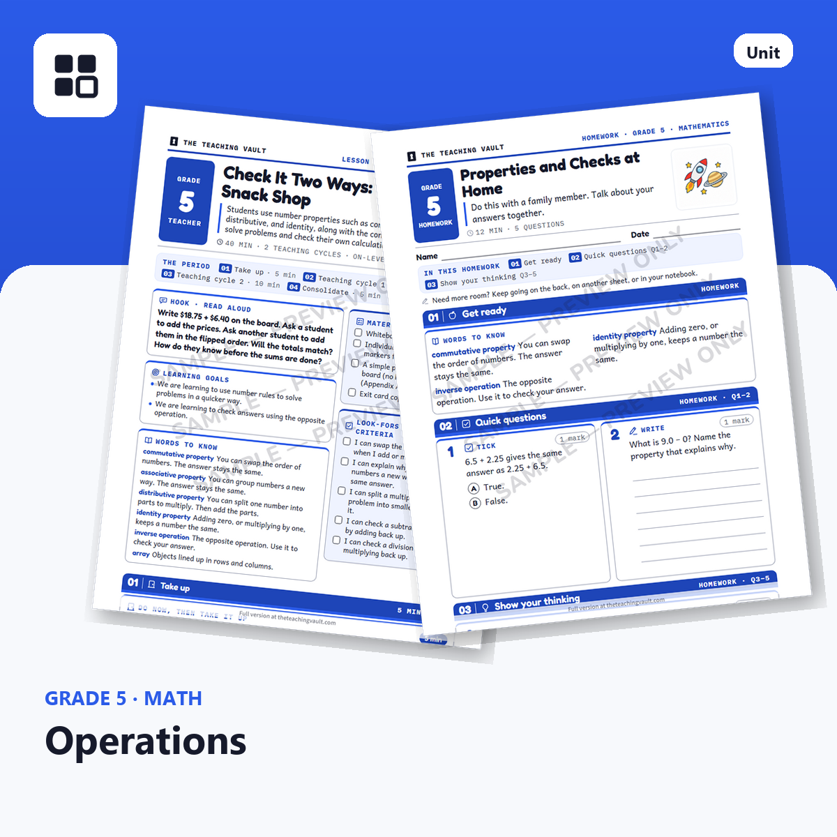 Grade 5 Operations cover