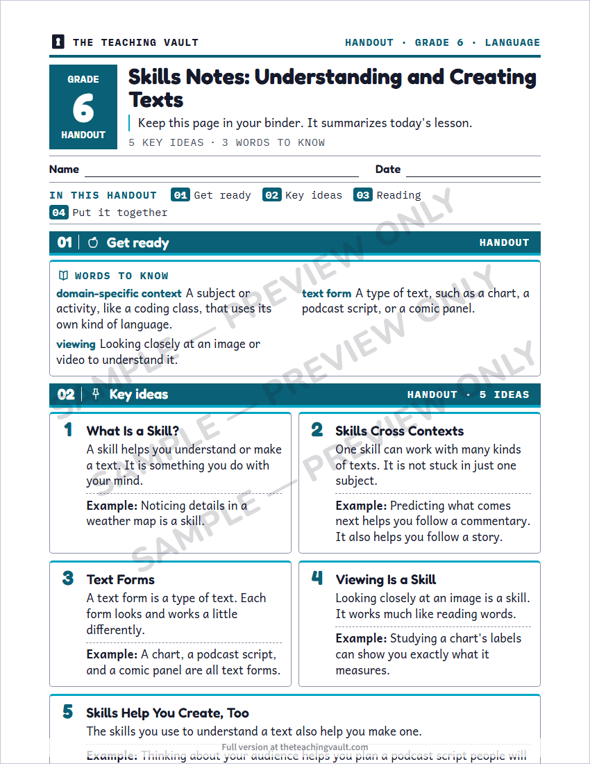 Sample handout page