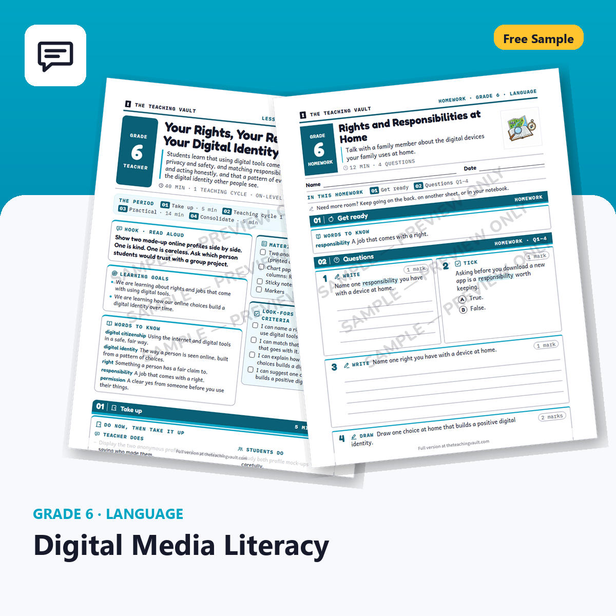Grade 6 Digital Media Literacy — Free Sample Lesson cover