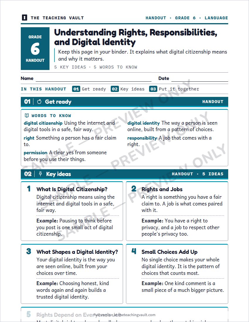 Sample handout page