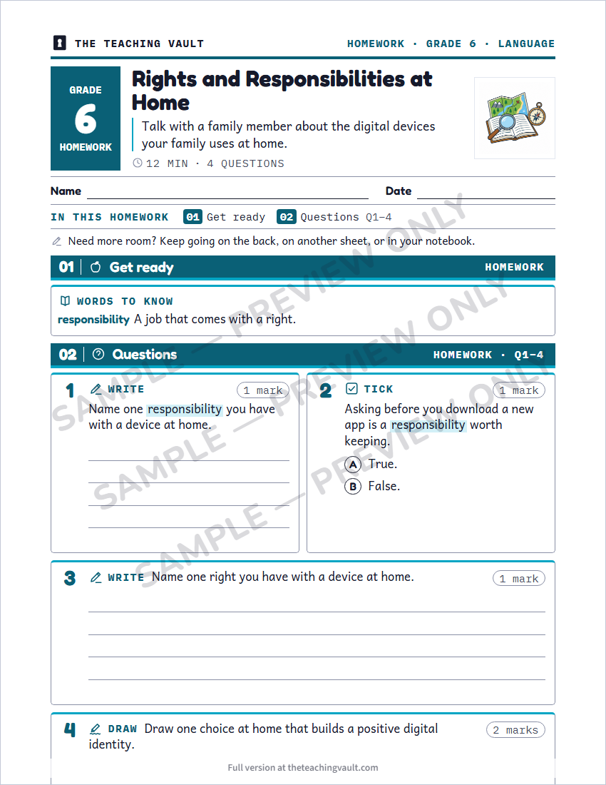 Sample homework page