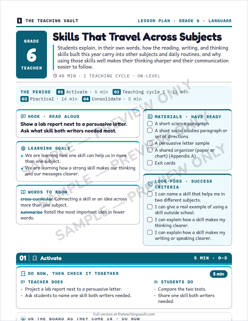 Sample preview: lesson plan page (watermarked, low-resolution)