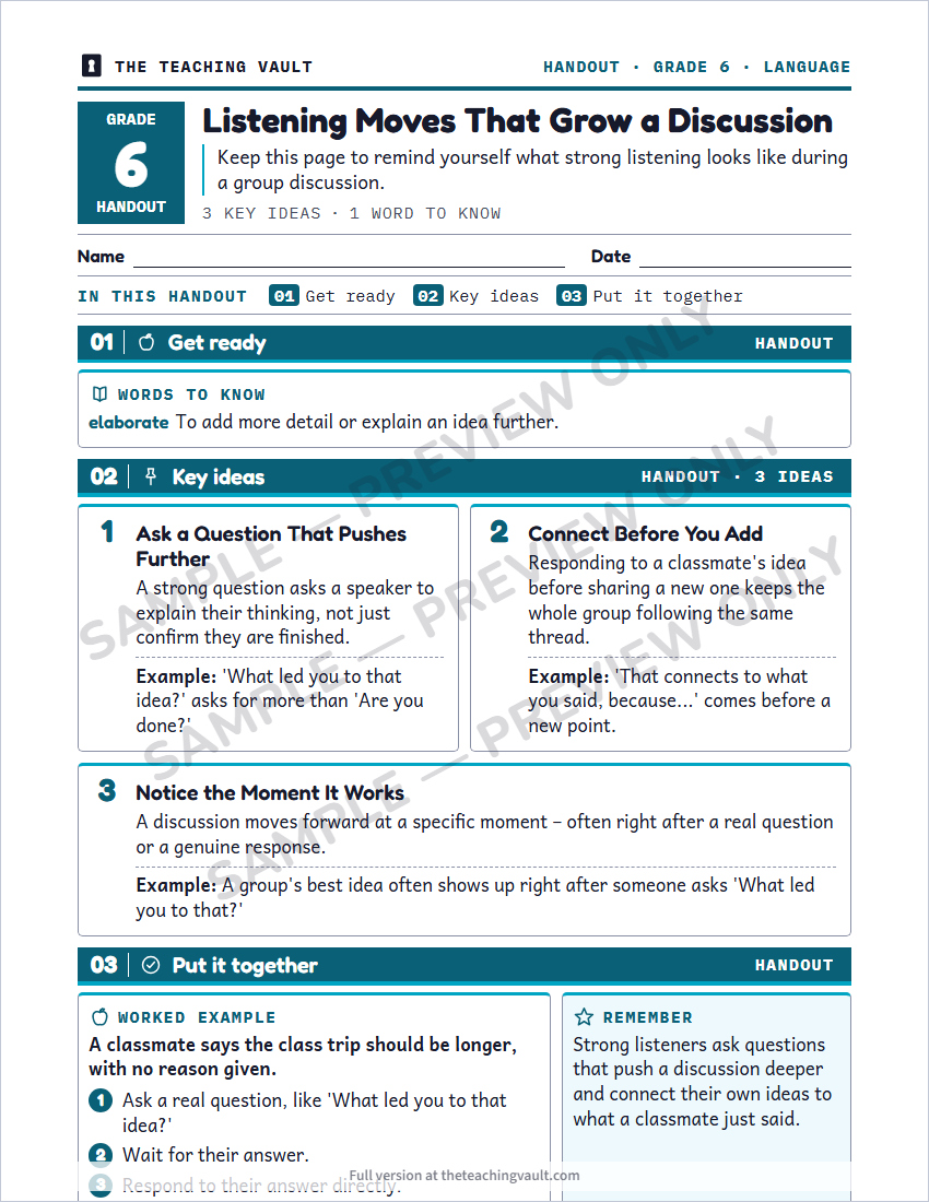 Sample handout page
