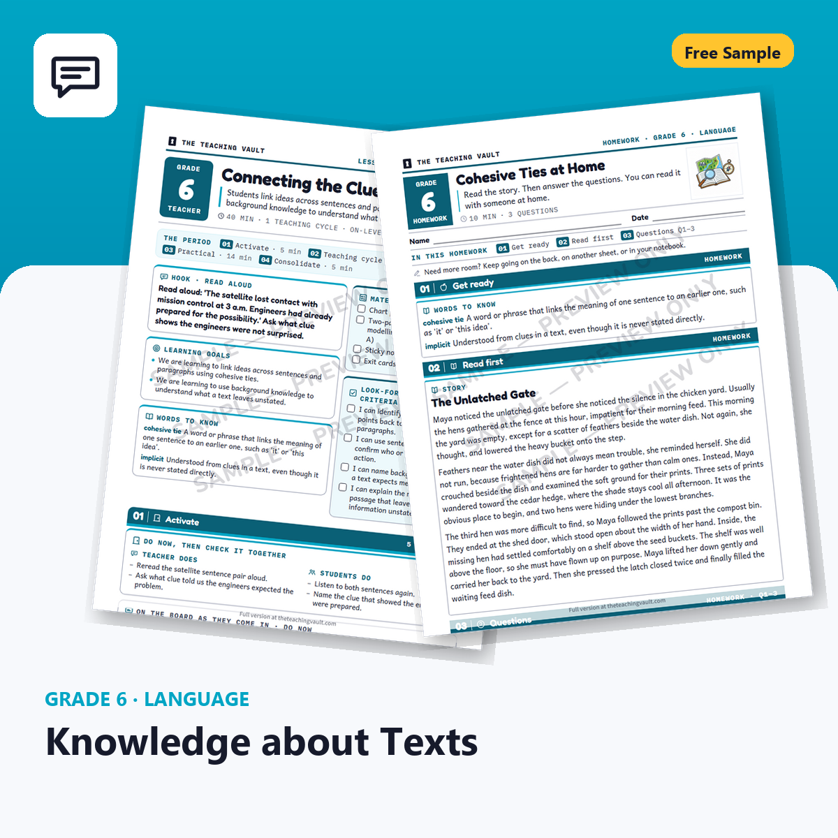 Grade 6 Knowledge About Texts Free Sample cover