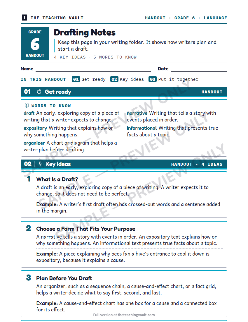 Sample handout page