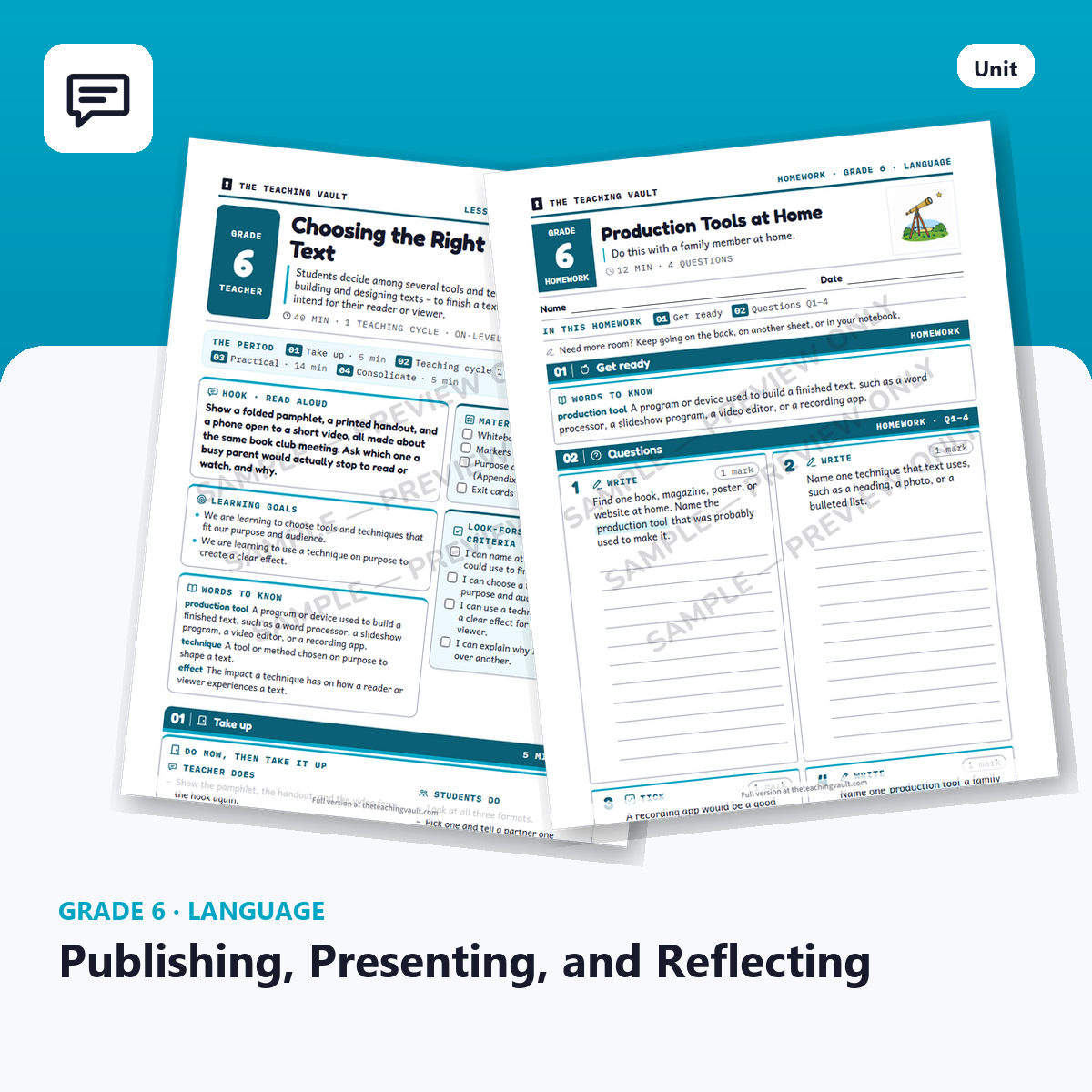 Grade 6 Publishing, Presenting, and Reflecting — Full Unit (Unit 12 of 12) cover