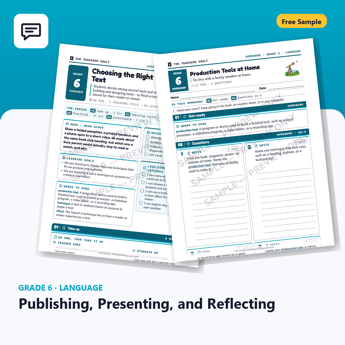 Grade 6 Publishing, Presenting, and Reflecting — Free Sample Lesson cover