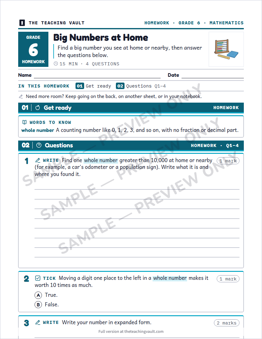 Sample preview: homework page (watermarked, low-resolution)