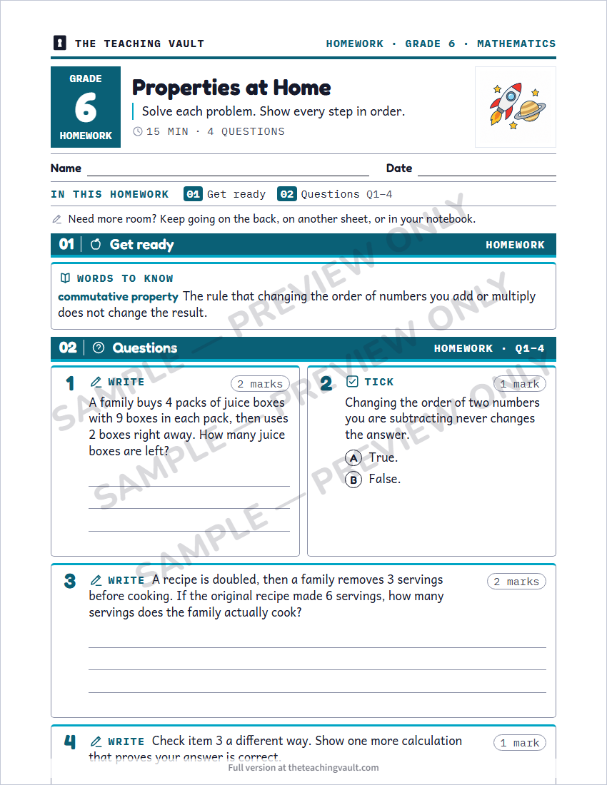 Sample preview: homework page (watermarked, low-resolution)