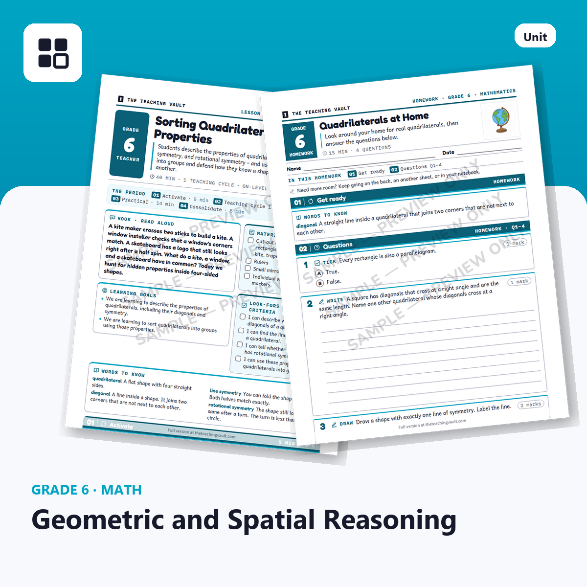 Grade 6 Geometric and Spatial Reasoning cover