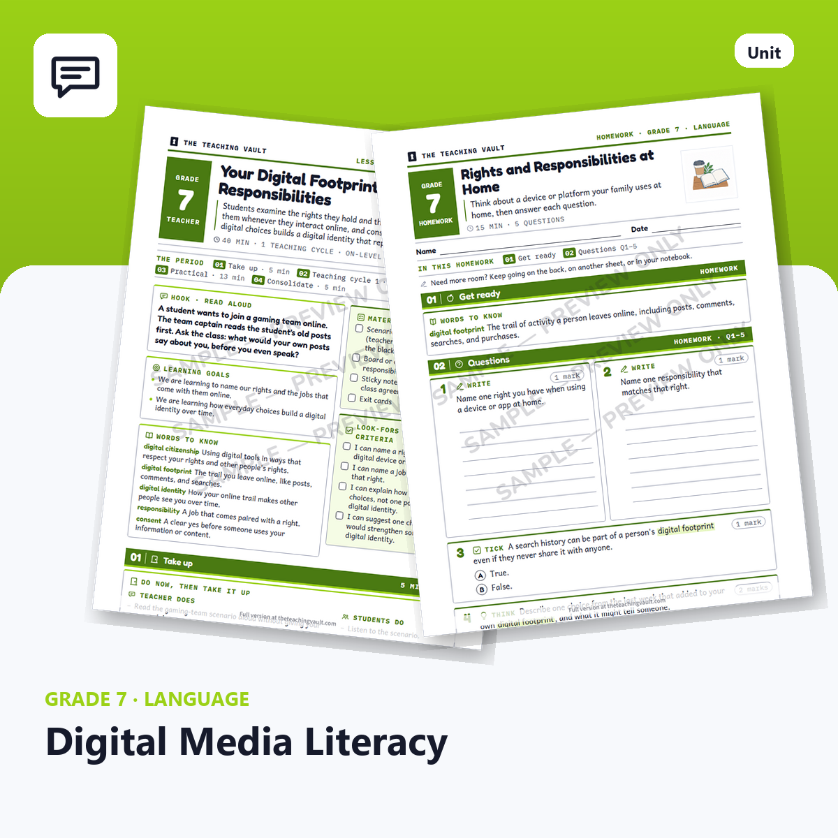 Grade 7 Digital Media Literacy — Full Unit (Unit 2 of 12) cover