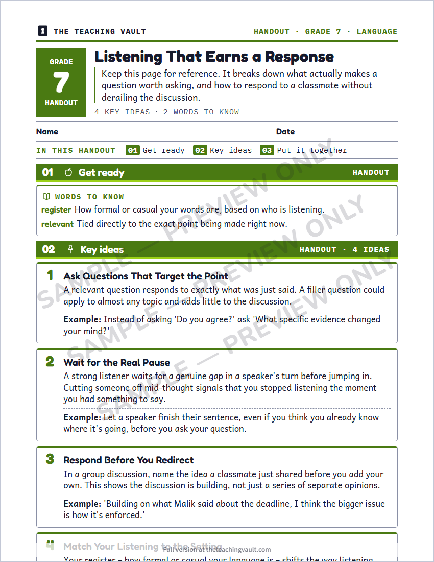 Sample handout page