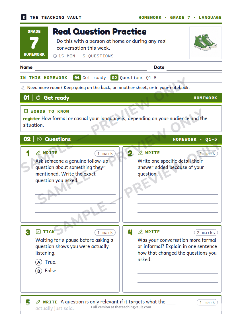 Sample homework page