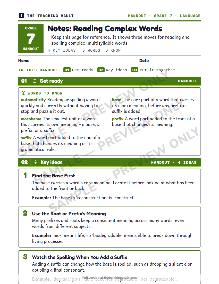 Sample handout page