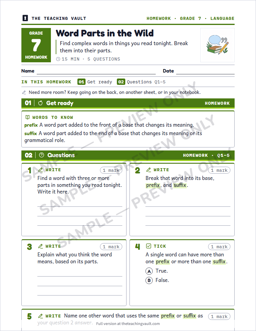 Sample homework page