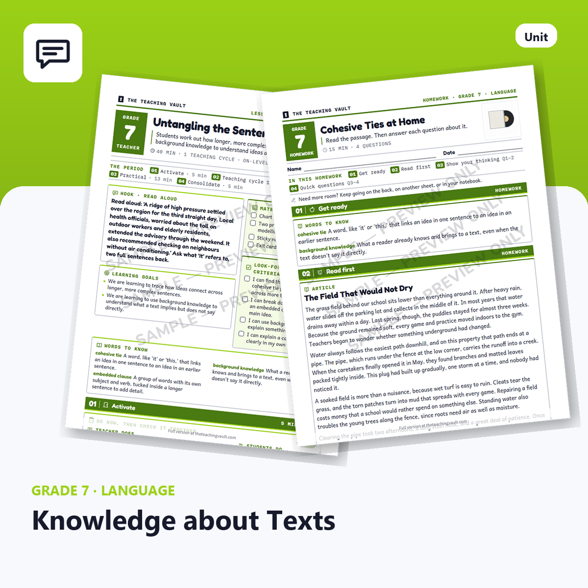 Grade 7 Knowledge About Texts cover