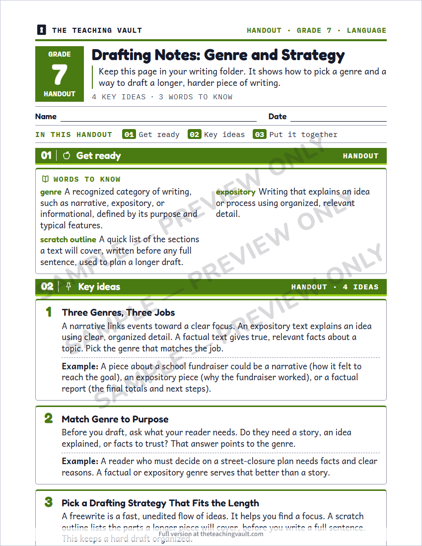 Sample handout page