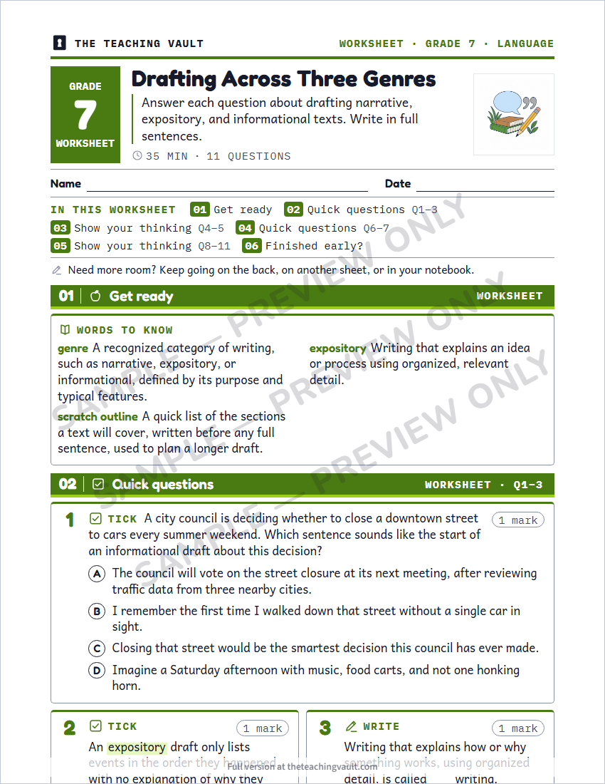 Sample worksheet page