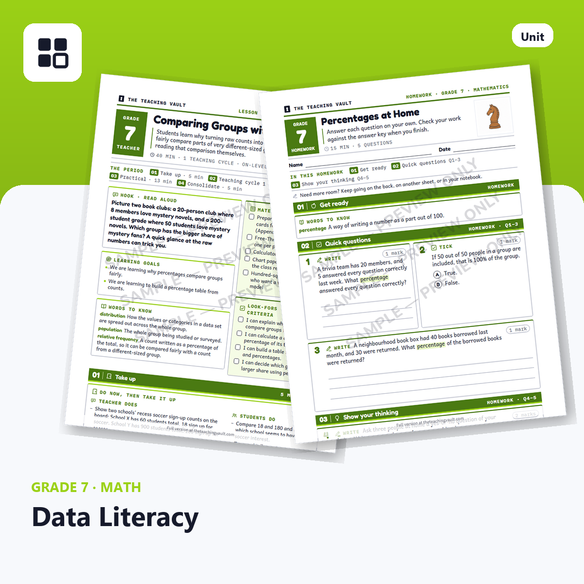 Grade 7 Data Literacy cover