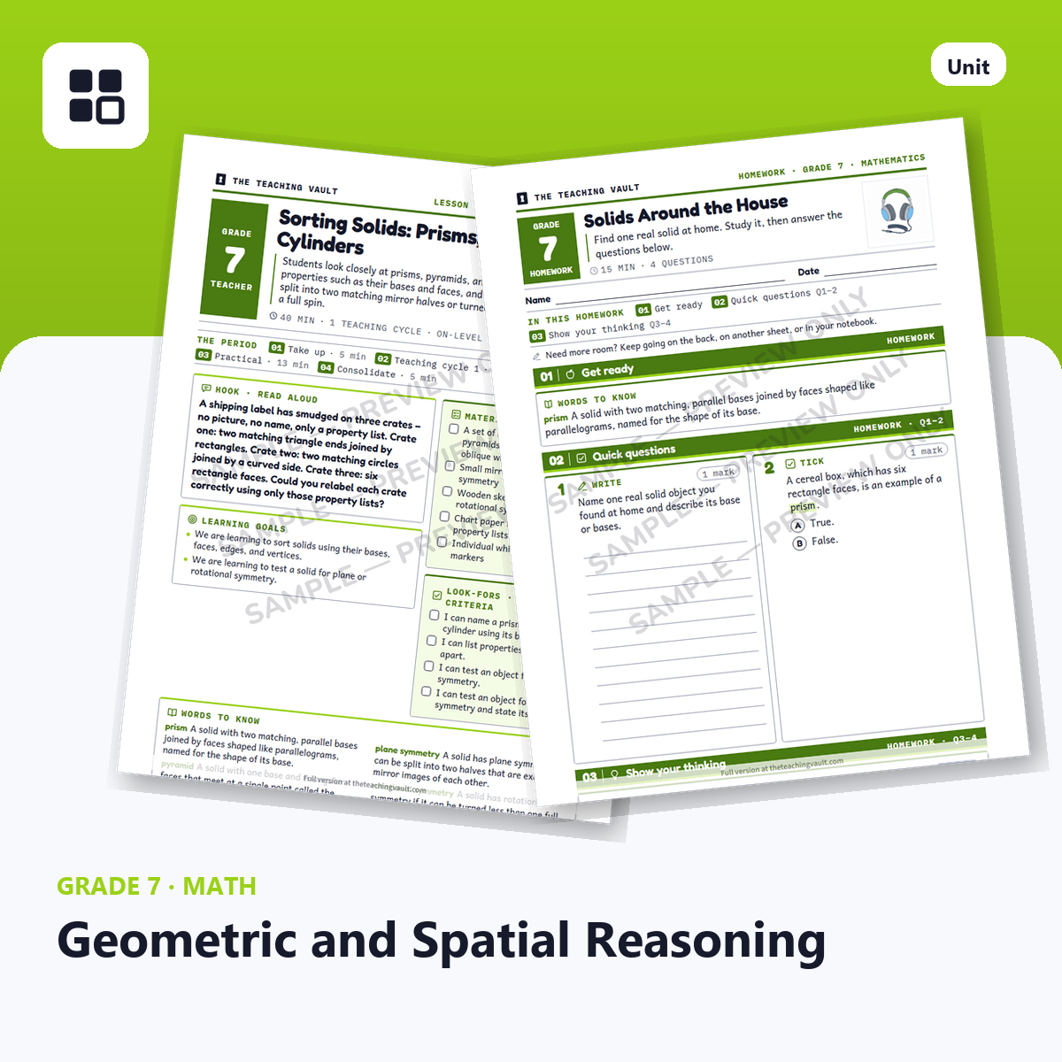 Grade 7 Geometry cover