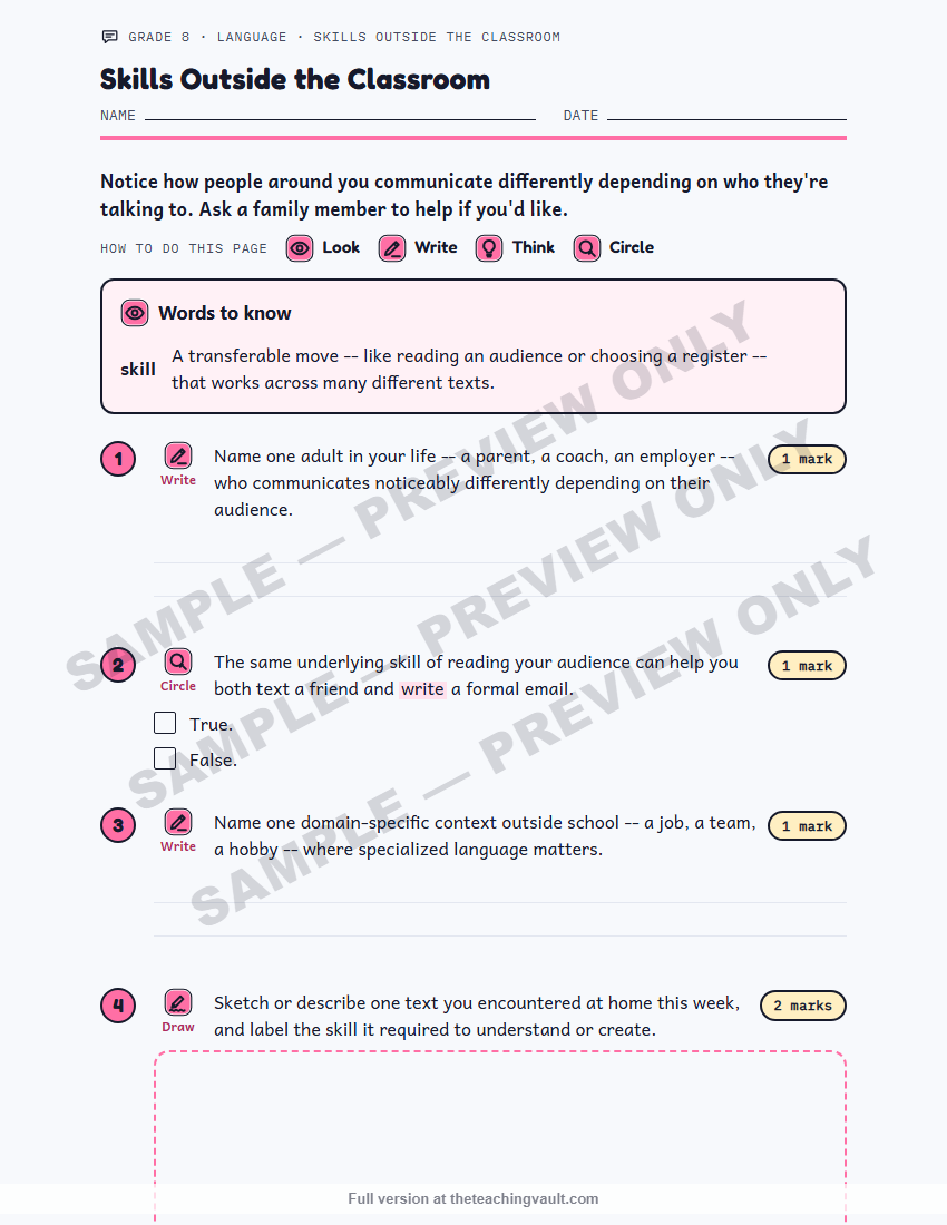 Sample homework page
