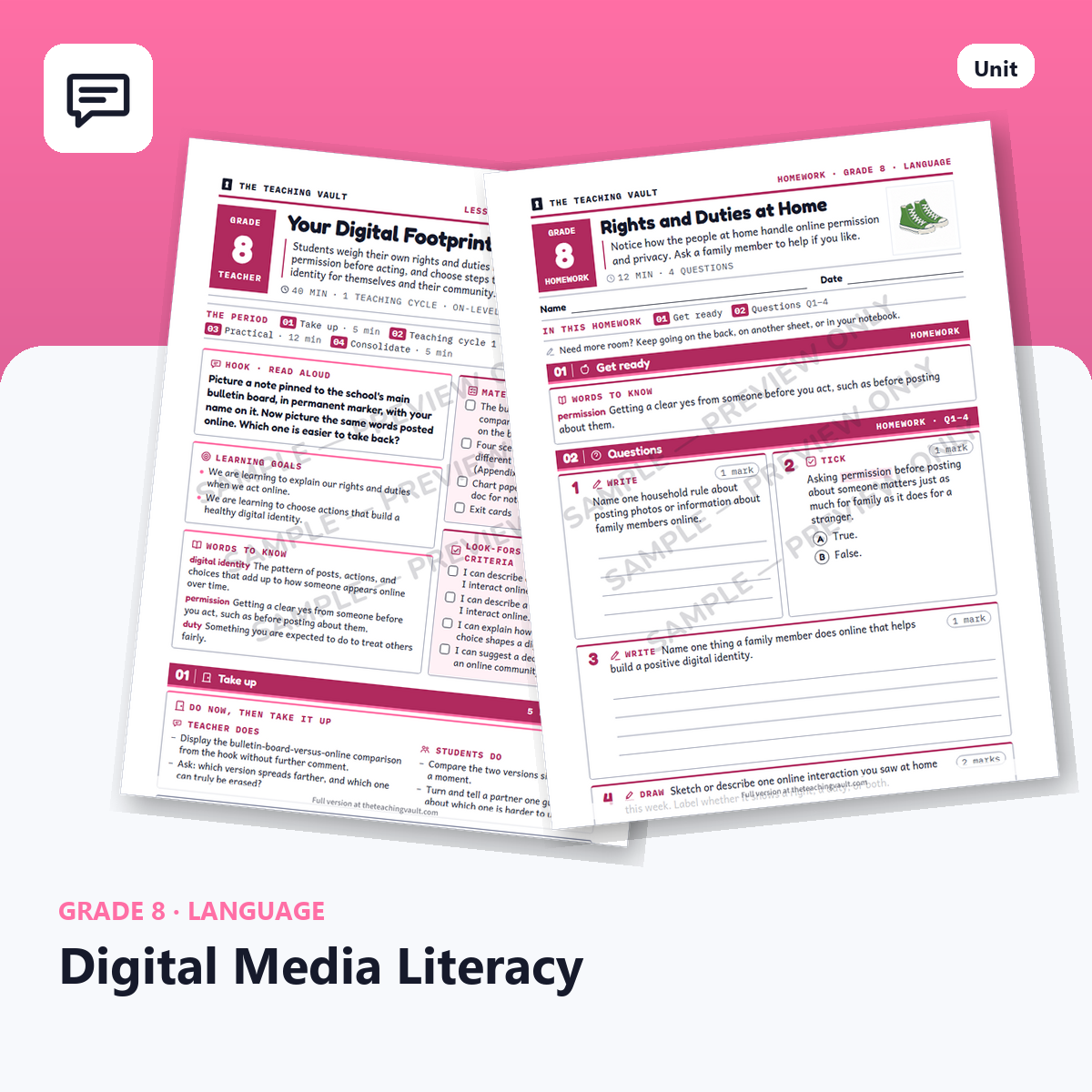 Grade 8 Digital Media Literacy — Full Unit (Unit 2 of 12) cover