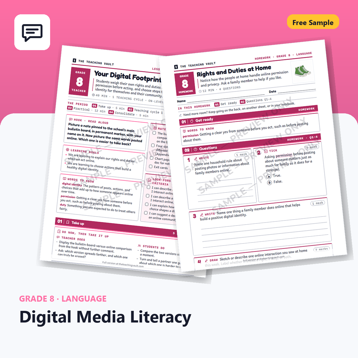 Grade 8 Digital Media Literacy — Free Sample Lesson cover