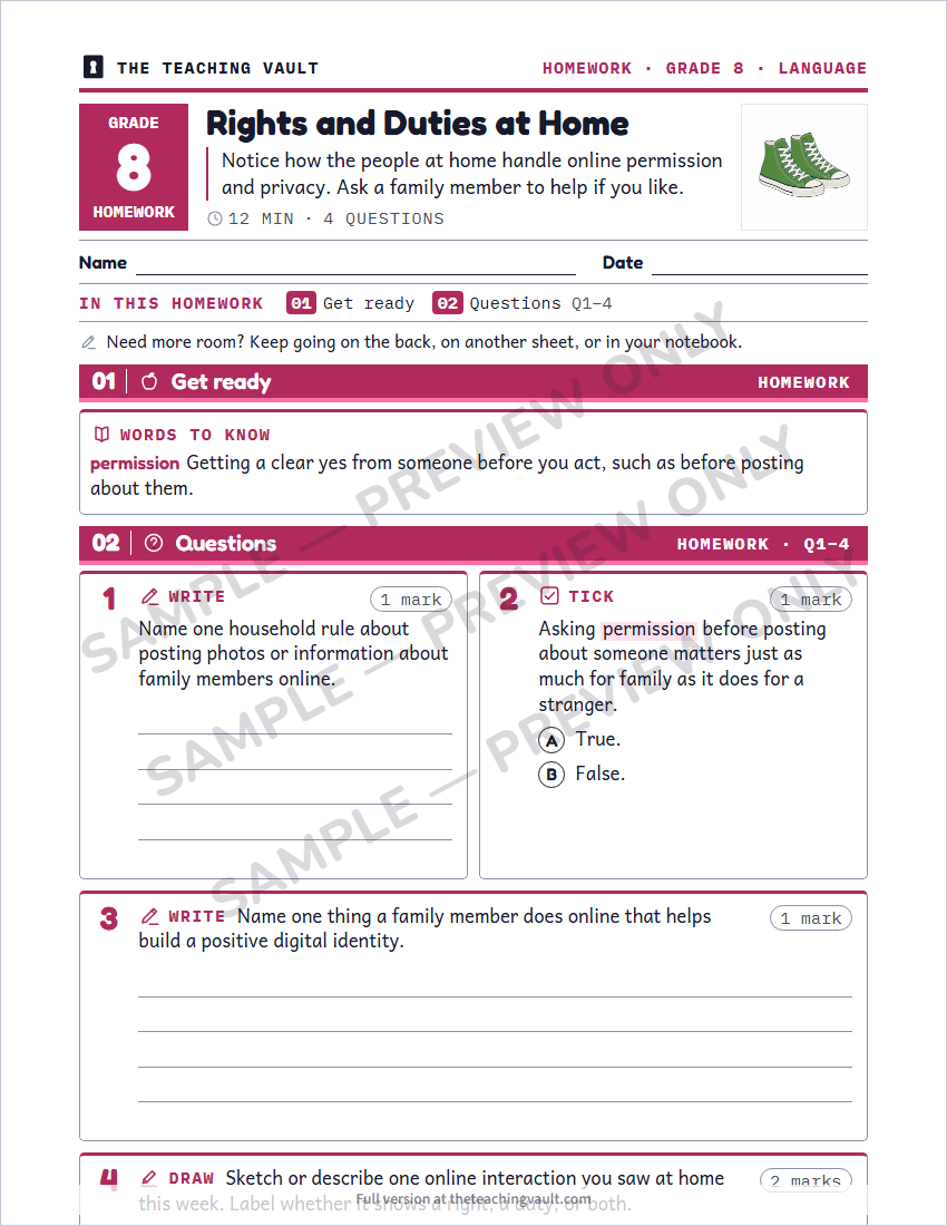Sample homework page