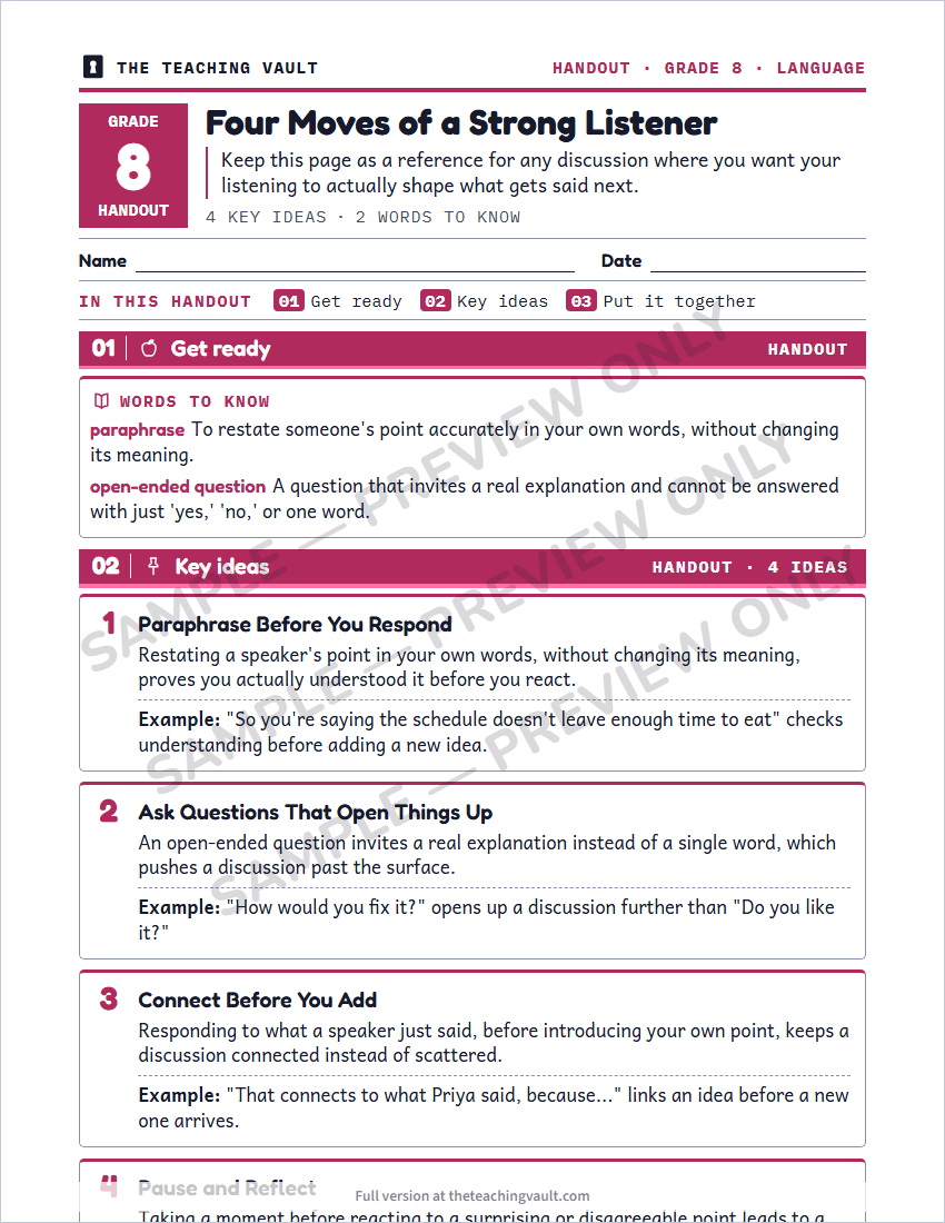Sample handout page
